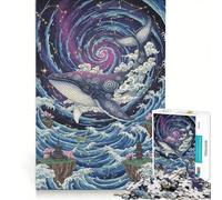 Puzzle per adulti da 1000 pezzi: Balena cosmica tra oceano e stelle, gioco educativo, rilassante e stimolante per la mente, ideale come regalo di compleanno o per occasioni speciali 50x75cm