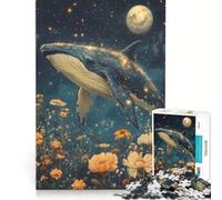 Puzzle per adulti da 1000 pezzi Balena nel cielo notturno - Gioco interattivo - Decorazione per la casa compleanno e Natale 38x52cm