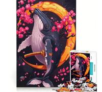 Puzzle per adulti da 1000 pezzi Balena Samurai con Fiori di Ciliegio Gioco Impossibile Vacanza a Casa Per Ammazzare il Tempo Compleanno e Natale 38x52cm