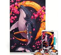 Puzzle per adulti da 1000 pezzi Balena Samurai con Fiori di Ciliegio Gioco Impossibile Vacanza Ammazza Tempo Compleanno e Natale 38x26cm