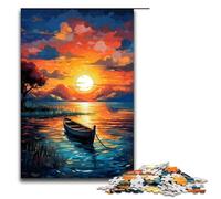 Puzzle per adulti da 1000 pezzi barca al tramonto sul mare gioco intellettuale ideale come regalo per tutta la famiglia 75x50 cm.
