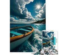 Puzzle per adulti da 1000 pezzi barca sull'acqua sotto il sole Aiuta ad allenare la mente è divertente e spiritoso Un giocattolo decorativo da parete adatto a partire dai 14 anni 38x26cm