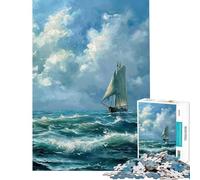 Puzzle per adulti da 1000 pezzi barca tra le onde dell'oceano Sfida per l'intelligenza e la creatività Gioco divertente e antistress donne e uomini (dimensioni 38x26cm)