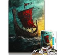 Puzzle per adulti da 1000 pezzi, barca vichinga Drakkar, sfida difficile antistress, ogni pezzo è unico, gioco divertente e stimolante per tutta la famiglia (38x26cm)