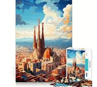 Puzzle per adulti da 1000 pezzi,BARCELLONA,dipinto ad olio,gioco di logica a incastro,gioco facile,decorazione natalizia da parete (38x26cm)