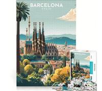 Puzzle per adulti da 1000 pezzi Barcelona Travel Poster | Decorazioni per la casa difficili e impegnative per compleanni e Natale 38x26cm