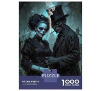 Puzzle Per Adulti Da 1000 Pezzi Baron Samedi And Maman Brigitte, Gothic Couple in Cemetery Puzzle Per Adulti Giochi Rilassanti Difficili Ottimo Regalo Per I Giocatori 38x26cm/1000pcs
