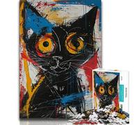 Puzzle per adulti da 1000 pezzi Basquiat Black Cat Puzzle per adulti, antistress, per ammazzare il tempo in casa, per migliorare l'amore tra coppie (dimensioni 75x50cm)