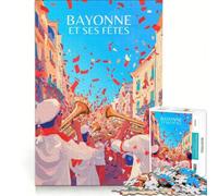 Puzzle per adulti da 1000 pezzi Bayonne Et Ses Fêtes, gioco pratico, ma divertente e umoristico, lista dei desideri con Babbo Natale 38x26cm