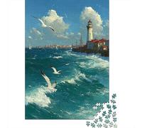 Puzzle Per Adulti Da 1000 Pezzi Beach Lighthouse Painting Puzzle Per Adulti Giocattoli Antistress Un'opera D'arte Per Compleanno, Natale 38x26cm/1000pcs
