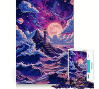 Puzzle per adulti da 1000 pezzi "Beacon Under Cosmic Sky" con bordi perfetti,gioco intelligente,regalo per il tempo libero,Natale,arte e svago (38x52cm)