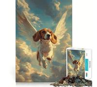 Puzzle per adulti da 1000 pezzi,Beagle con ali d'angelo,incastro preciso,gioco di logica,gioco facile,decorazione natalizia da parete (38x26cm)