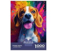Puzzle Per Adulti Da 1000 Pezzi Beagle with Colorful Splashes Puzzle Per Adolescenti Giochi Per Famiglie Assemblaggio Di Modelli Attività Divertenti A Casa 70x50cm/1000pcs