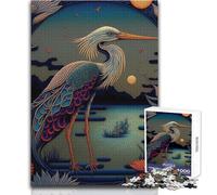 Puzzle per adulti da 1000 pezzi, bellissimo airone, piacevole e tranquillo, attività per il tempo libero, giocattolo artigianale di alta qualità, con bordi precisi, dimensioni 38x52cm