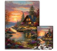 Puzzle per adulti da 1000 pezzi, bellissimo puzzle di una baita in legno, regalo fai da te, divertente, adatto per la decorazione di casa, soggiorno, ufficio, 26x38cm