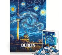 Puzzle per adulti da 1000 pezzi, Berlino Notte Stellata, Paesaggio Urbano, Gioco Rilassante, Sfida Impegnativa, Rafforza l'Amore tra le Coppie 38x26cm