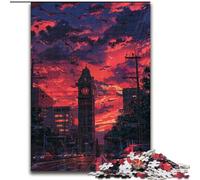 Puzzle per adulti da 1000 pezzi, Big Ben al sole della sera, in legno, regalo divertente e attività per la casa, 50x75cm, festa di compleanno per uomini e donne