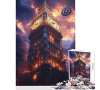 Puzzle per adulti da 1000 pezzi Big Ben Steampunk con ingranaggi giocattoli fai da te ottimo regalo giochi rilassanti con poster abbinato e foglio di quiz dimensioni 38x26cm
