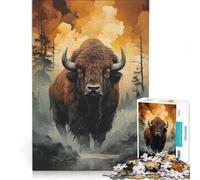 Puzzle per adulti da 1000 pezzi, "Bisonte allo stato brado", gioco divertente, antistress, con pezzi a incastro di forma casuale 38x26cm