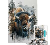 Puzzle per adulti da 1000 pezzi: Bisonte nel bosco Puzzle antistress da 1000 pezzi divertente e spiritoso amici e familiari (50x75cm)