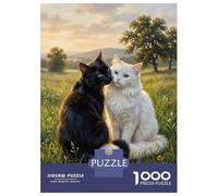 Puzzle Per Adulti Da 1000 Pezzi Black And White Cats in Meadow Puzzle Per Adulti Gioco Rompicapo Regali Per Donne Attività Divertenti A Casa 70x50cm/1000pcs