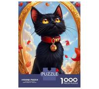 Puzzle Per Adulti Da 1000 Pezzi Black Cat in A Golden Frame Puzzle Per Adulti Gioco Pratico Difficile Difficile Regali Unici Per Compleanno E Natale 38x26cm/1000pcs