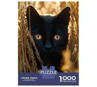 Puzzle Per Adulti Da 1000 Pezzi Black Cat in Golden Field Puzzle Per Adulti Gioco Pratico Difficile Difficile Regali Unici Per Compleanno E Natale 52x38cm/1000pcs
