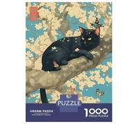Puzzle Per Adulti Da 1000 Pezzi Black Cat Sakura Tree Puzzle Giochi Rilassanti Sfida Difficile Regali Unici Per Compleanno E Natale 52x38cm/1000pcs