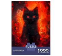 Puzzle Per Adulti Da 1000 Pezzi Black Cat with Red Eyes Art Puzzle Per Adolescenti Giochi Per Famiglie Assemblaggio Di Modelli Attività Divertenti A Casa 38x26cm/1000pcs