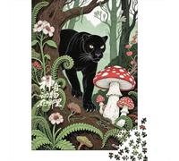 Puzzle Per Adulti Da 1000 Pezzi Black Panther in Enchanted Forest Puzzle Per Adulti Giocattoli Antistress Un'opera D'arte Per Compleanno, Natale 52x38cm/1000pcs