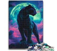 Puzzle per adulti da 1000 pezzi, Black Panther Under The Moon, giocattoli, giochi educativi, antistress, interazione genitore-figlio, 50x75cm
