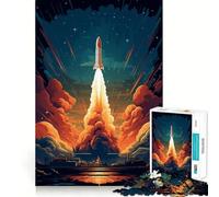 Puzzle per adulti da 1000 pezzi "Blast Off Space Rocket" con bordi puliti,gioco di costruzione che favorisce la concentrazione,divertimento a ritmo lento,regalo di Natale per il tempo libero 38x52cm