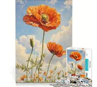 Puzzle per adulti da 1000 pezzi "Bloom in Poppy", giocattolo fai-da-te, allena la mente e la mano, con poster e foglio di curiosità abbinati 38x26cm
