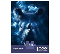 Puzzle Per Adulti Da 1000 Pezzi Blue Rhino Portrait with Cloud Background Puzzle Per Adolescenti Giocattoli Fai Da Te Un'opera D'arte Offerta Come Regalo Per Tutta La Famiglia 70x50cm/1000pcs
