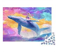 Puzzle Per Adulti Da 1000 Pezzi Blue Whale, Cartone Robusto, A Majestic Blue Whale Leaping Through A Dreamlike Sky Gioco Educativo Per La Pausa in Ufficio, Regalo, 38x26cm/1000pcs