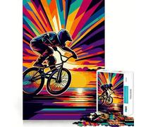 Puzzle per adulti da 1000 pezzi,BMX Sunset,Wpap,Pop Art,con bordi puliti,gioco di costruzione che favorisce la concentrazione,divertimento a gioco lento,regalo di Natale per il tempo libero 38x26cm