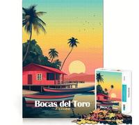 Puzzle per adulti da 1000 pezzi,Bocas Del Toro,tramonto,disegno nitido,gioco divertente per la concentrazione,momento di relax,regalo di Natale 50x75cm