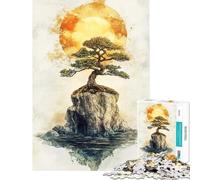 Puzzle per adulti da 1000 pezzi "Bonsai solitario in riva al mare" ideale per adolescenti perfetto per passare il tempo durante le vacanze come regalo di compleanno o di Natale 38x52cm