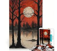 Puzzle per adulti da 1000 pezzi, Bosco della Luna di Sangue, gioco interattivo, per divertimento in famiglia, compleanni e altre occasioni 38x26cm