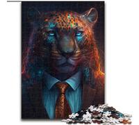 Puzzle per adulti da 1000 pezzi Boss Leopard in legno, divertente regalo e attività per la casa 50x75cm per compleanni, feste e occasioni speciali
