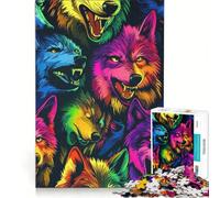 Puzzle per adulti da 1000 pezzi branco di lupi al neon gioco rompicapo interazione genitore-figlio rafforza l'amore tra le coppie 38x52cm