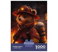 Puzzle Per Adulti Da 1000 Pezzi Brave Firefighter Bear Puzzle Per Adolescenti Giochi Per Famiglie Assemblaggio Di Modelli Attività Divertenti A Casa 52x38cm/1000pcs