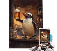 Puzzle per adulti da 1000 pezzi "Brindisi alla birra del pinguino" Puzzle per ragazzi Schema di assemblaggio difficile e stimolante Gioco divertente per tutta la famiglia 38x26cm