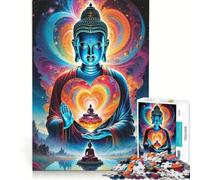 Puzzle per adulti da 1000 pezzi, Buddha Cuore d'Amore, giochi rilassanti, difficoltà elevata, con poster abbinato e foglio di curiosità, 38x52cm
