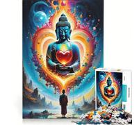 Puzzle per adulti da 1000 pezzi, Buddha Cuore d'Amore, giochi rilassanti, difficoltà elevata, con poster abbinato e foglio di curiosità, 38x52cm