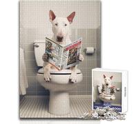 Puzzle per adulti da 1000 pezzi Bull Terrier sul water, tranquillo e rilassante, ideale per il tempo libero, taglio preciso, giocattolo artigianale, dimensioni 38x26cm