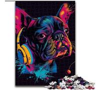 Puzzle per adulti da 1000 pezzi Bulldog DJ con cuffie in legno, perfetto per decorare la casa o l'ufficio, regalo di Natale ideale 50x75cm per un gioco interattivo in famiglia