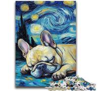 Puzzle per adulti da 1000 pezzi Bulldog francese Cielo notturno Antistress Sfida difficile Ogni pezzo è unico - Gioco divertente e stimolante per tutta la famiglia 50x75cm