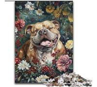 Puzzle per adulti da 1000 pezzi, Bulldog tra i fiori, puzzle da 1000 pezzi, regalo di intrattenimento rilassante, regalo di Natale perfetto e decorazione per la casa (dimensioni 50x75cm)