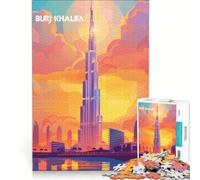 Puzzle per adulti da 1000 pezzi Burj Khalifa Glow, decorazione da parete, passatempo per le vacanze a casa, gioco dal design accattivante 38x26cm